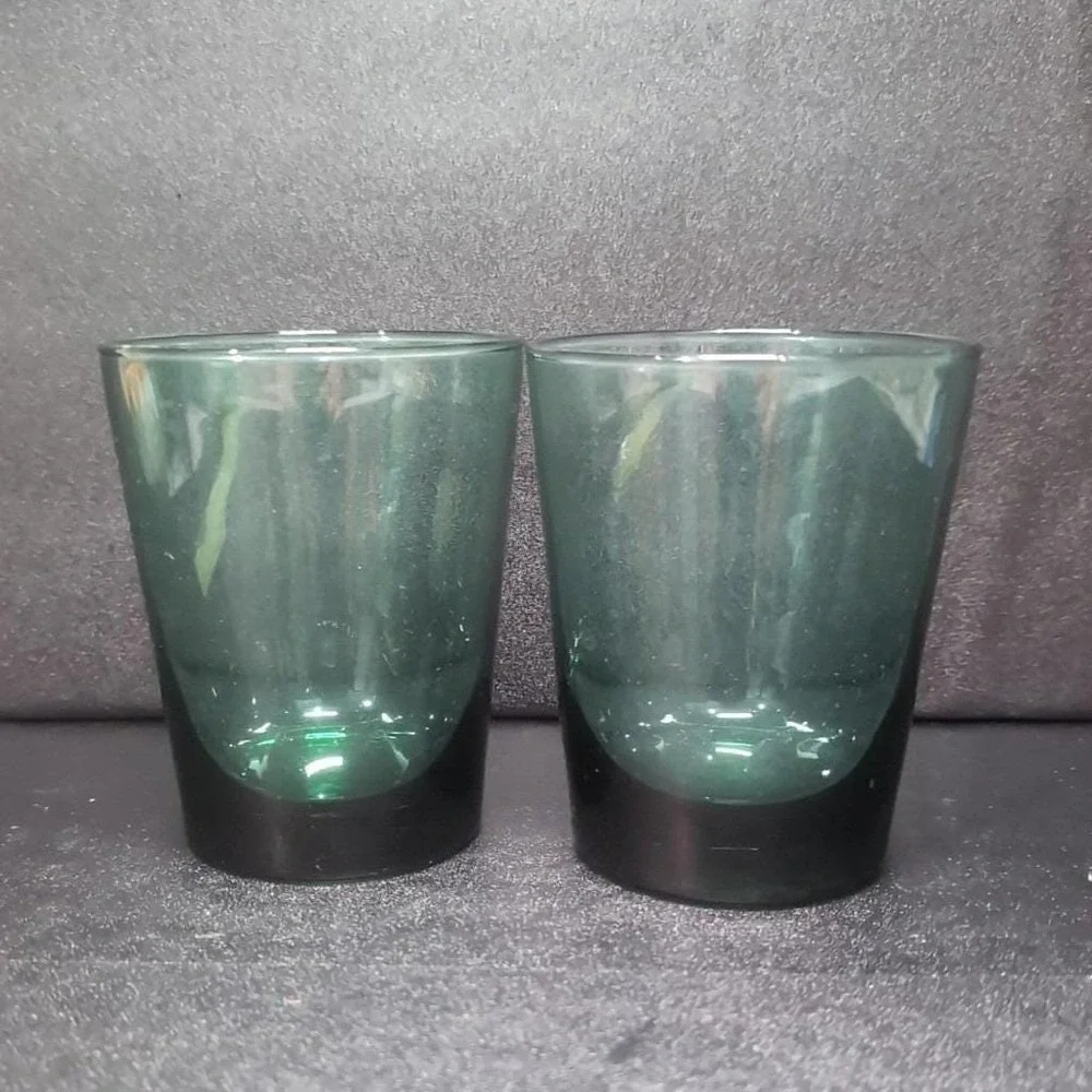Libbey Juniper Green Glass Tumblers,‎ Set of 2, Heavy Bottom Glasses, Drinkware